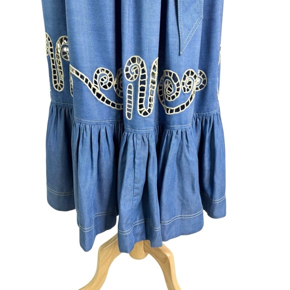 Carolina K Rosa Chambray Embroidered Midi Skirt Size S - Picture 12 of 14